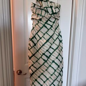 Zara Strapless Green and Cream Dress